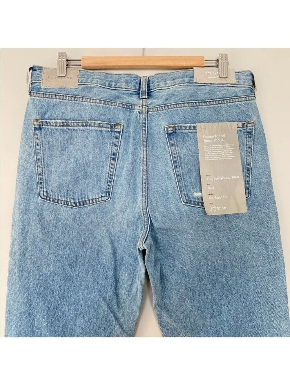 EVERLANE The Everybody Jean Sz E7 Short 30" inseam (Meas. 34" waist) Distressed - Picture 6 of 16